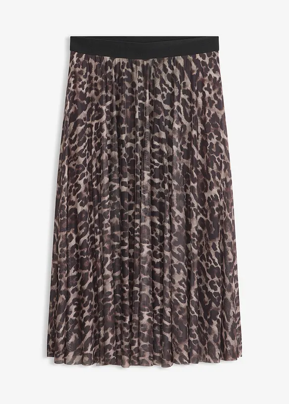 Jupe midi &eacute;vas&eacute;e en mesh, bonprix