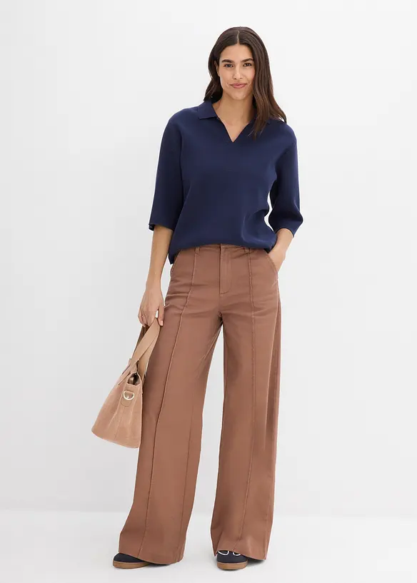 Polo-Strickshirt aus Baumwoll-Mix, bonprix