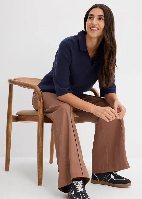 Polo-Strickshirt aus Baumwoll-Mix, bonprix