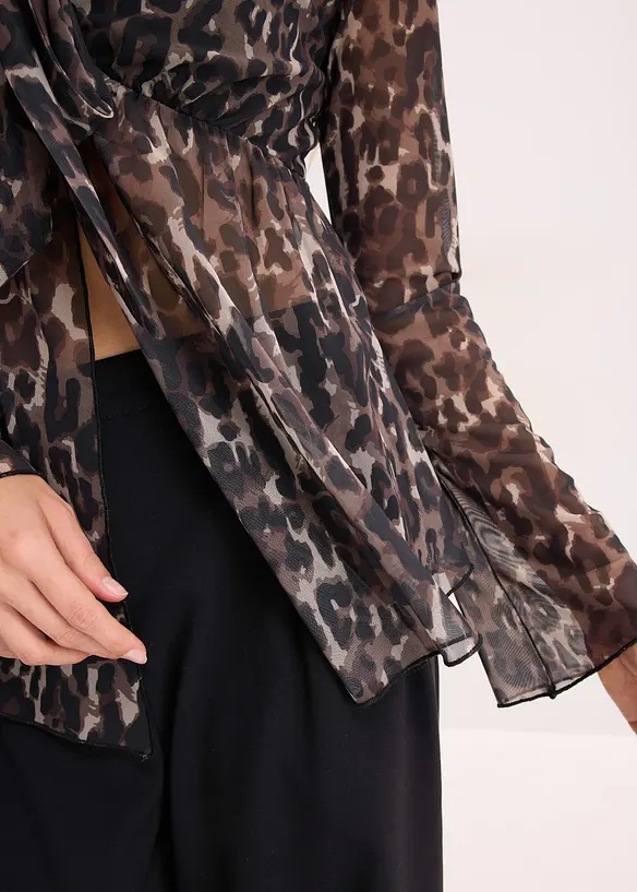 Figurbetontes Blusenshirt aus Mesh, bonprix