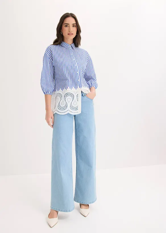 Chemisier oversize &agrave; broderie anglaise, bonprix