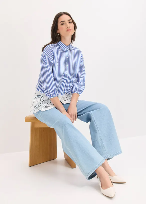 Chemisier oversize &agrave; broderie anglaise, bonprix