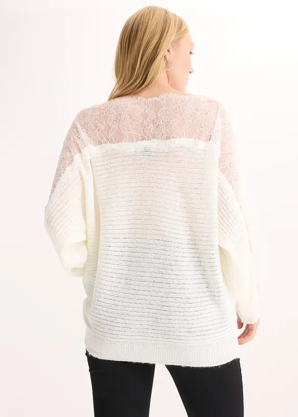 Pull &eacute;paules nues avec dentelle, bonprix
