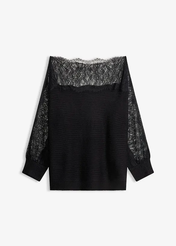 Sommer-Strickpullover mit Spitze, bonprix