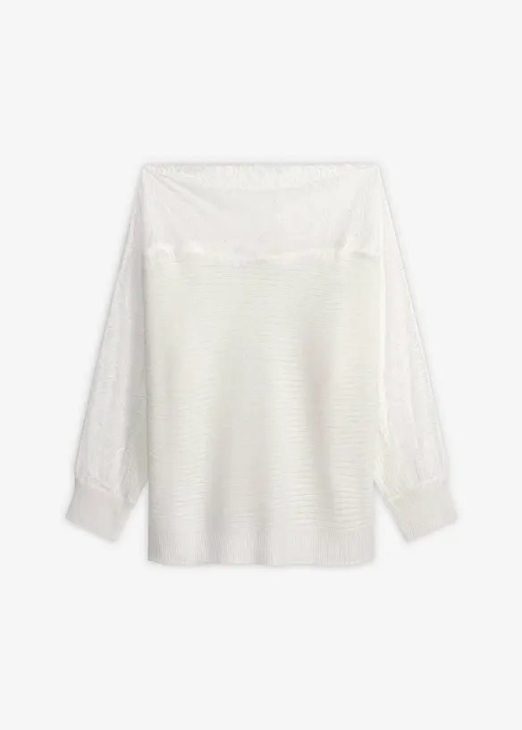 Pull &eacute;paules nues avec dentelle, bonprix