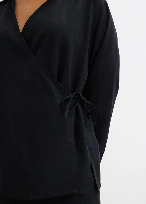 Wickelbluse aus Leinenmix, bonprix