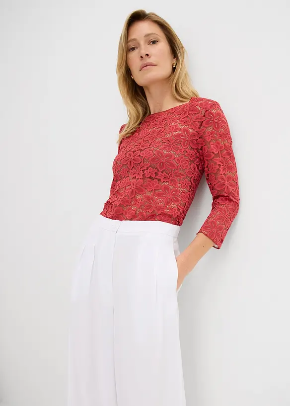 Tailliertes Spitzenshirt, bonprix