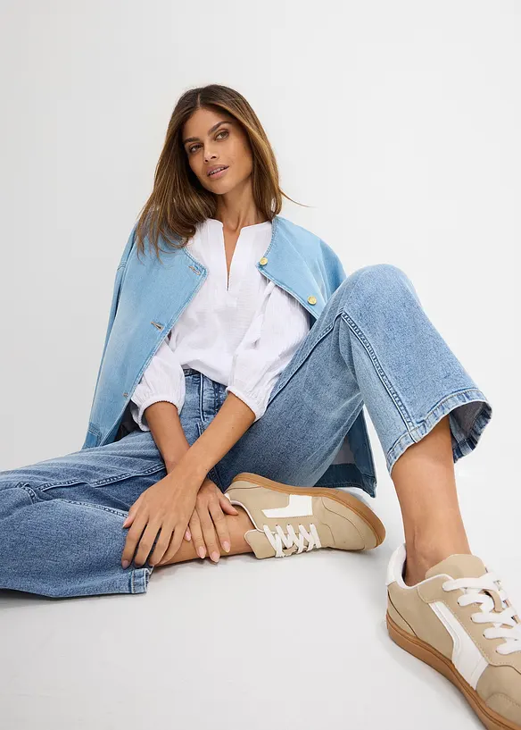 Jean droit loose taille haute, cropped, bonprix