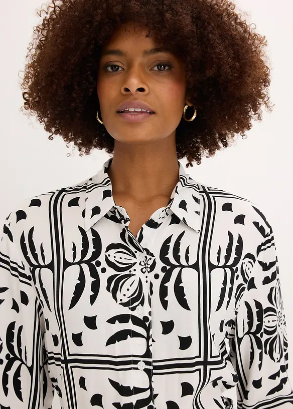 Hemdblusenkleid aus flie&szlig;ender Viskose, bonprix