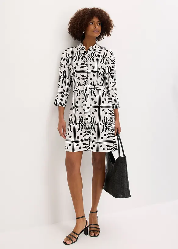 Hemdblusenkleid aus flie&szlig;ender Viskose, bonprix