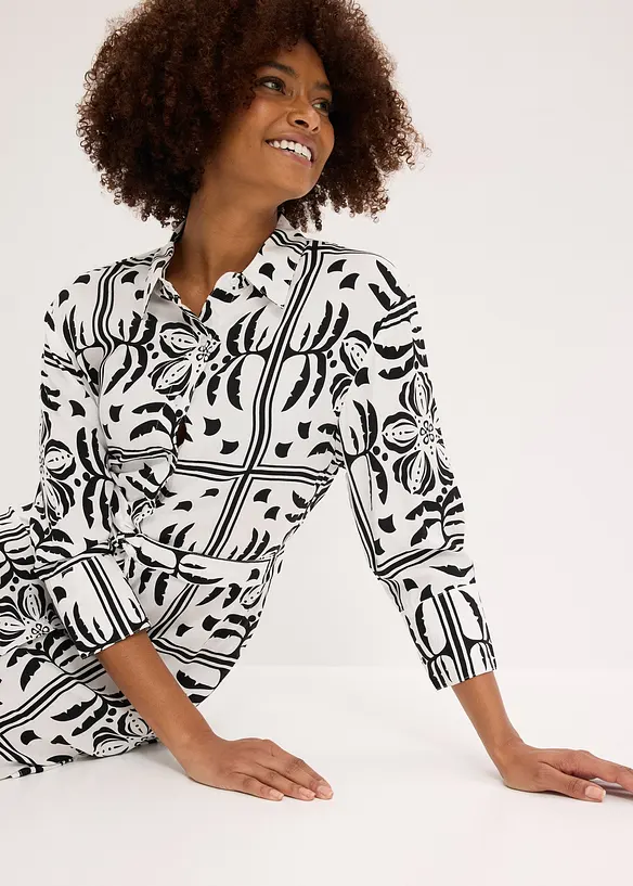 Hemdblusenkleid aus flie&szlig;ender Viskose, bonprix