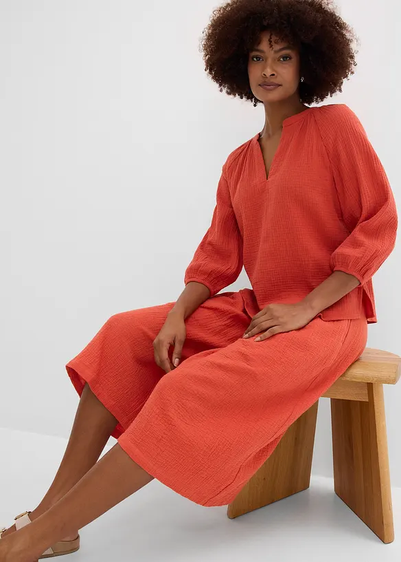 Blouse oversize en gaze de coton, bonprix