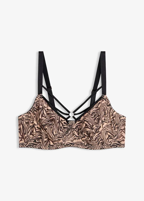 Soutien-gorge minimiseur avec bijou et mesh imprim&eacute;, bonprix