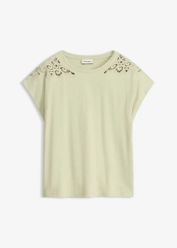 T-shirt avec d&eacute;tails au crochet, bonprix