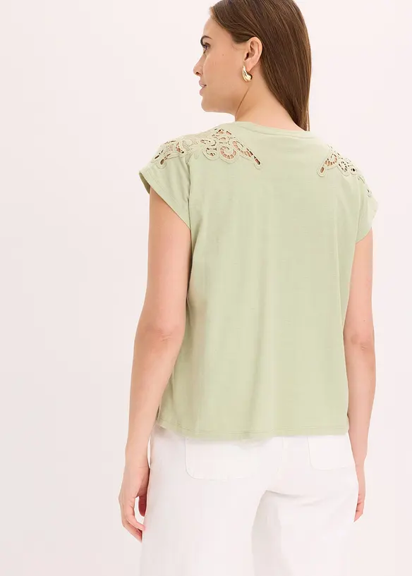 T-shirt avec d&eacute;tails au crochet, bonprix