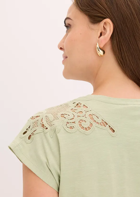 T-shirt avec d&eacute;tails au crochet, bonprix