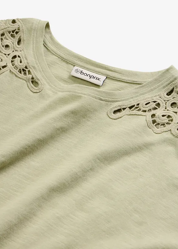 T-shirt avec d&eacute;tails au crochet, bonprix