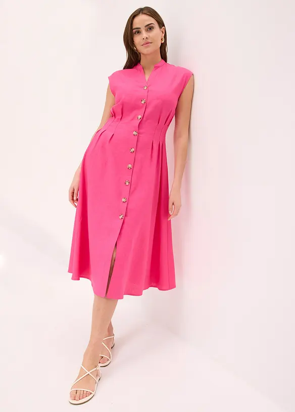 Midikleid aus leichtem Leinen-Mix, bonprix