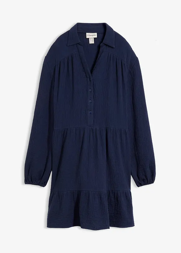 Kurzes Stufen-Kleid aus Musselin, bonprix