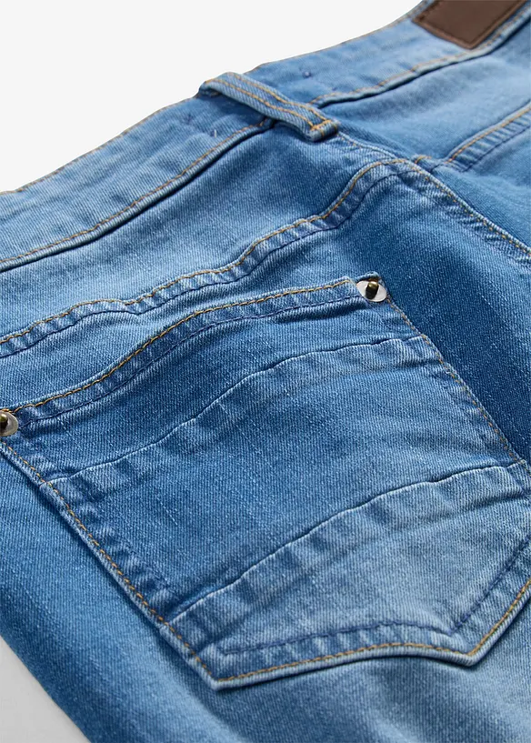 Stretch-Jeans-Bermuda mit farbigem Umschlag, bonprix