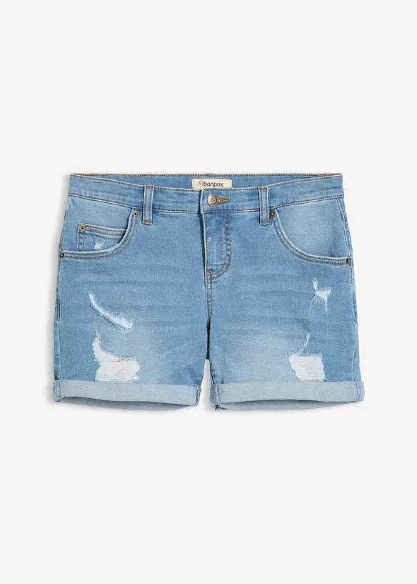 Jeansshorts Mid Waist mit Destroy- Effekten, bonprix