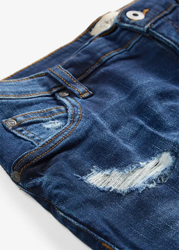 Short en jean taille mi-haute &agrave; effets d&eacute;chir&eacute;s, bonprix