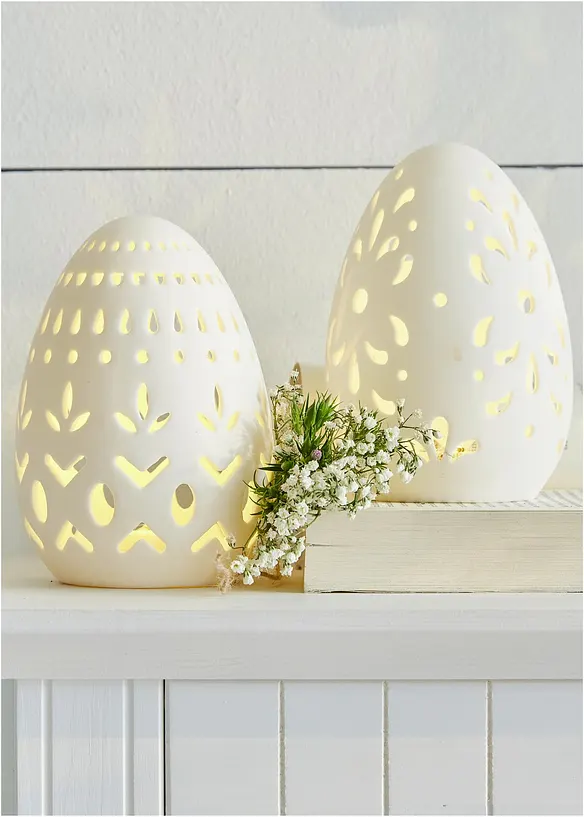 Objet d&eacute;co LED &oelig;uf de P&acirc;ques avec perforations (Ens. 2 pces.), bonprix