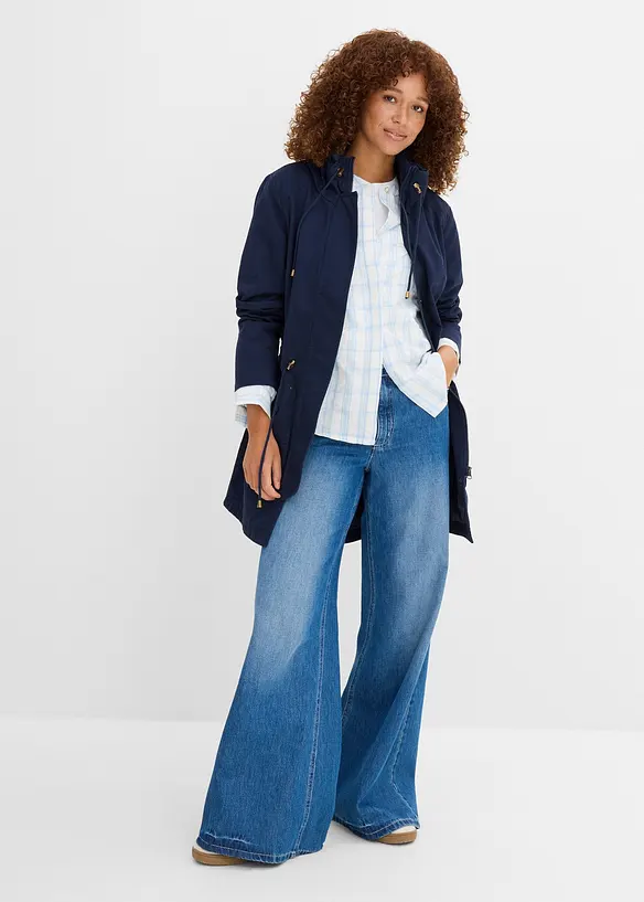 Baumwoll-Kurzparka mit Stehkragen, talliert, bonprix