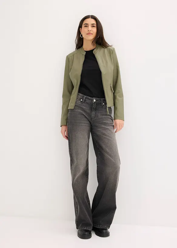 Lederimitat-Jacke aus reiner Viskose, bonprix