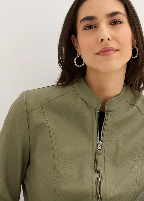 Lederimitat-Jacke aus reiner Viskose, bonprix