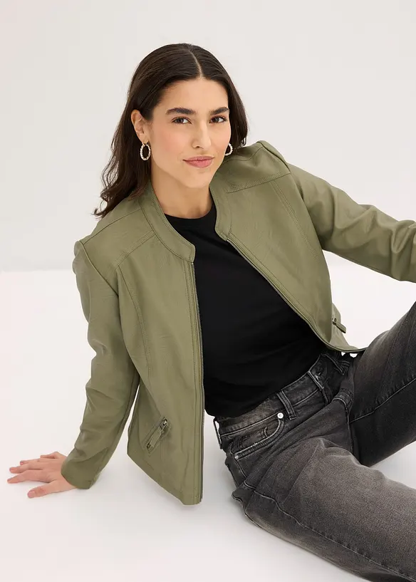 Lederimitat-Jacke aus reiner Viskose, bonprix