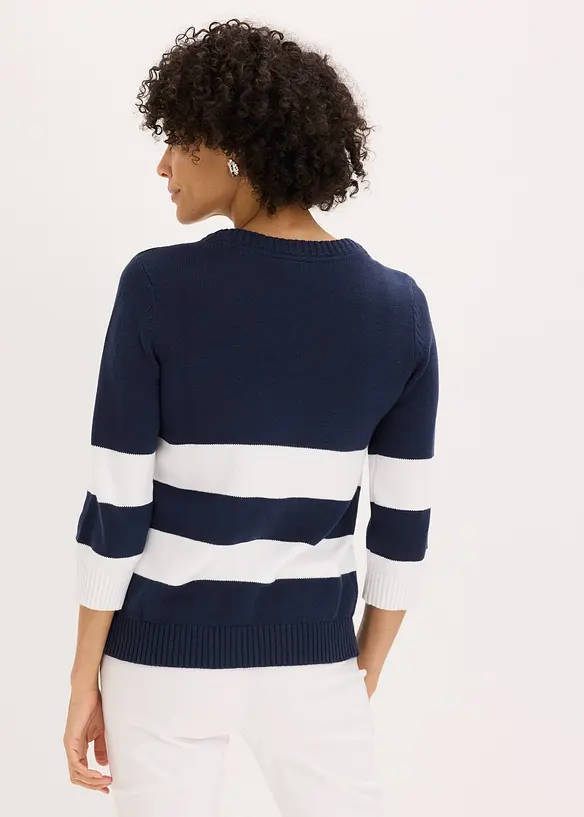 Baumwollstrickjacke mit Streifen, bonprix