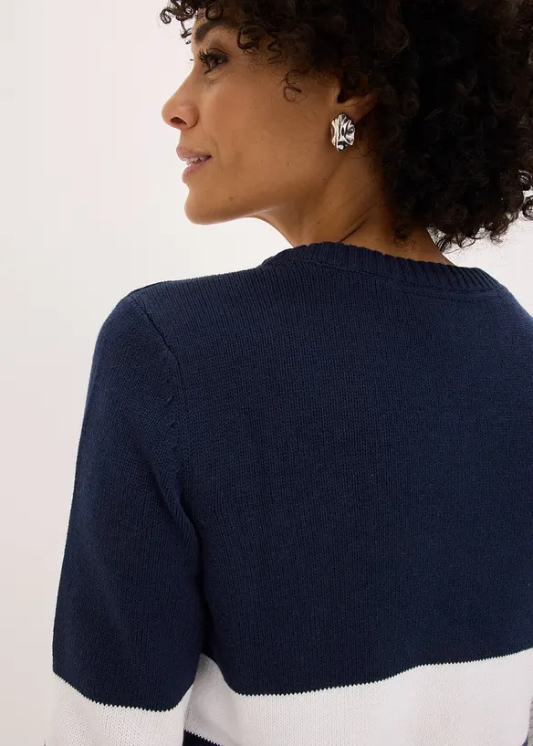 Baumwollstrickjacke mit Streifen, bonprix