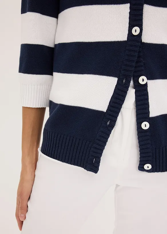 Baumwollstrickjacke mit Streifen, bonprix