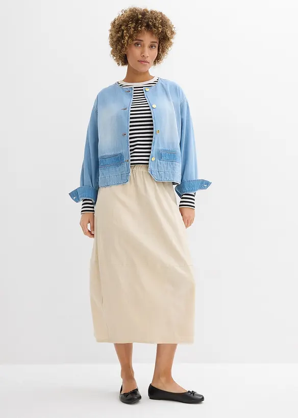 Midirock aus leichtem Leinen-Mix, bonprix