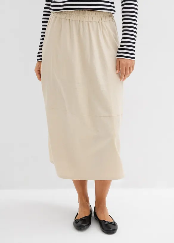 Midirock aus leichtem Leinen-Mix, bonprix