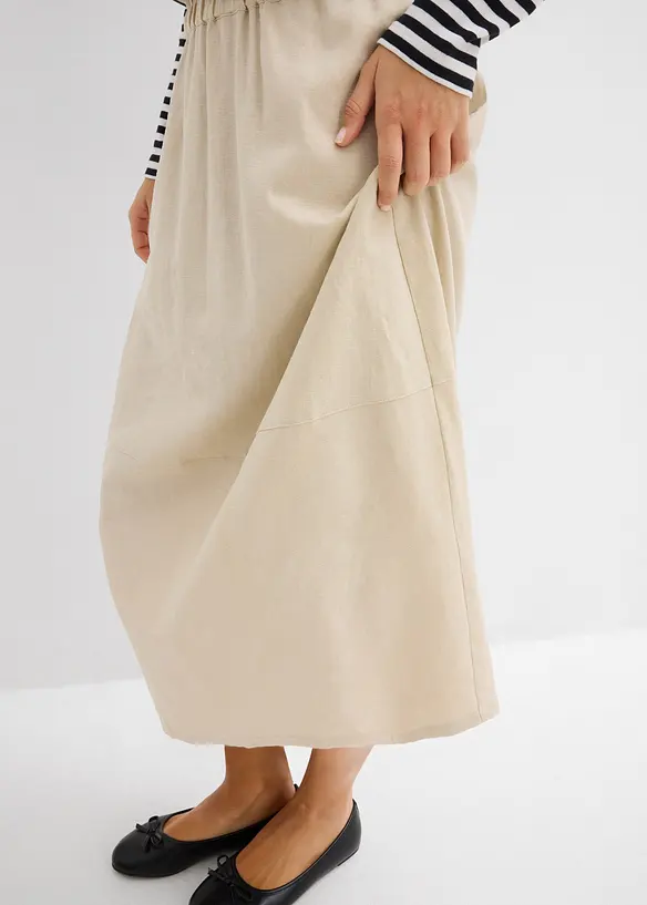 Midirock aus leichtem Leinen-Mix, bonprix