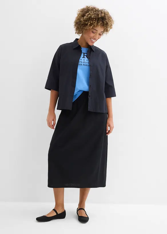 Midirock aus leichtem Leinen-Mix, bonprix