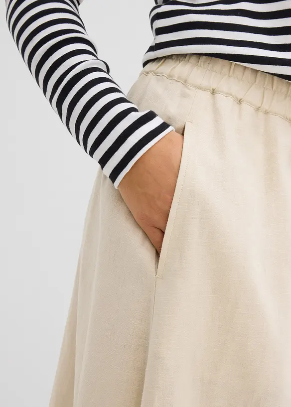 Midirock aus leichtem Leinen-Mix, bonprix