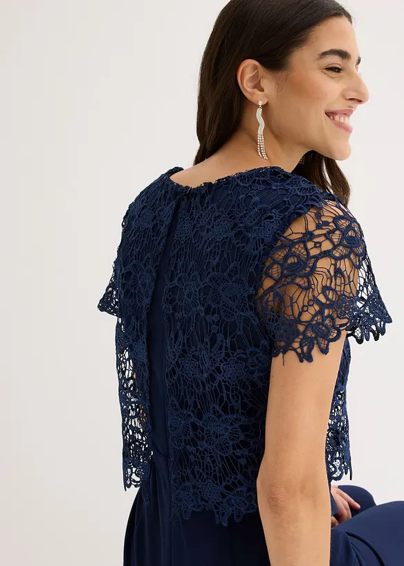 Jumpsuit aus softem Scuba mit Spitze, bonprix