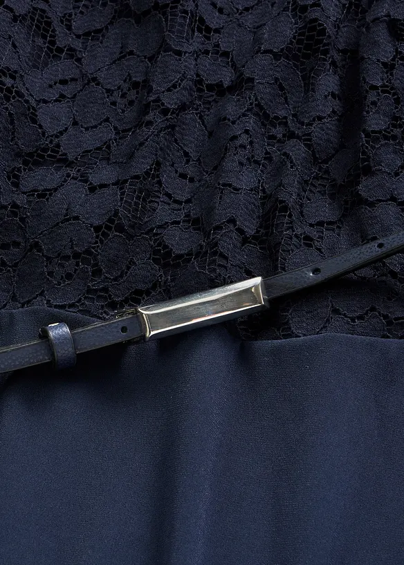 Minikleid mit Spitze und G&uuml;rtel, bonprix