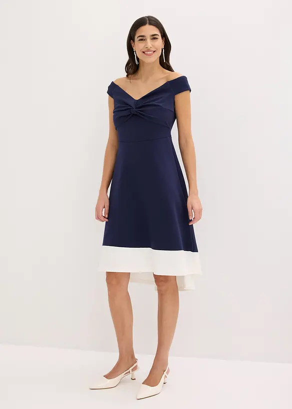 Robe &agrave; col Bardot et d&eacute;tail n&oelig;ud, bonprix