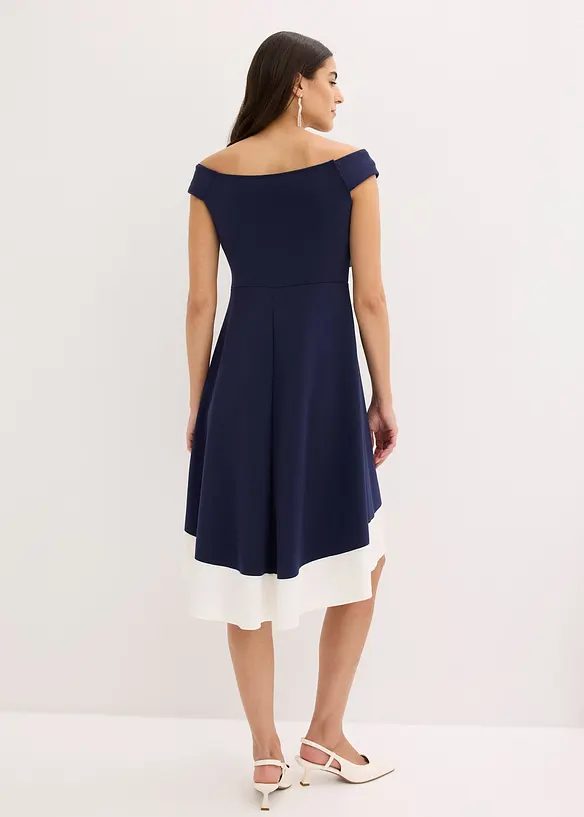 Robe &agrave; col Bardot et d&eacute;tail n&oelig;ud, bonprix