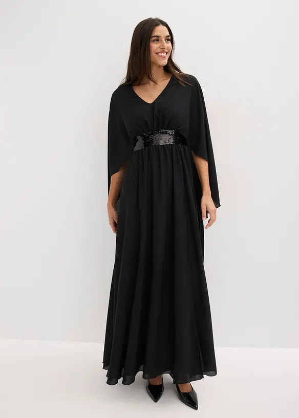 Robe de soir&eacute;e en mousseline avec empi&egrave;cement &agrave; sequins, bonprix