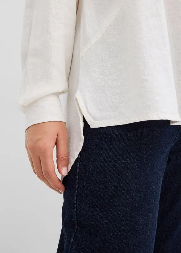 Chemisier oversize en lin m&eacute;lang&eacute;, bonprix