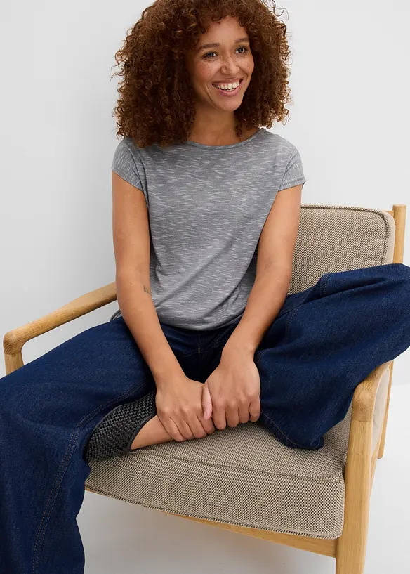 T-shirt long en viscose m&eacute;lang&eacute;e, bonprix