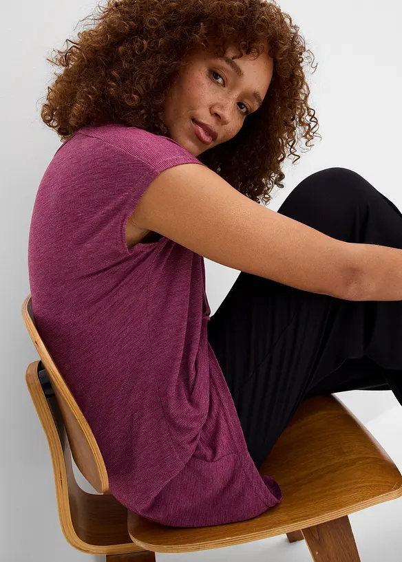 T-shirt long en viscose m&eacute;lang&eacute;e, bonprix