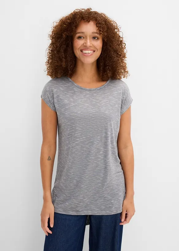 T-shirt long en viscose m&eacute;lang&eacute;e, bonprix