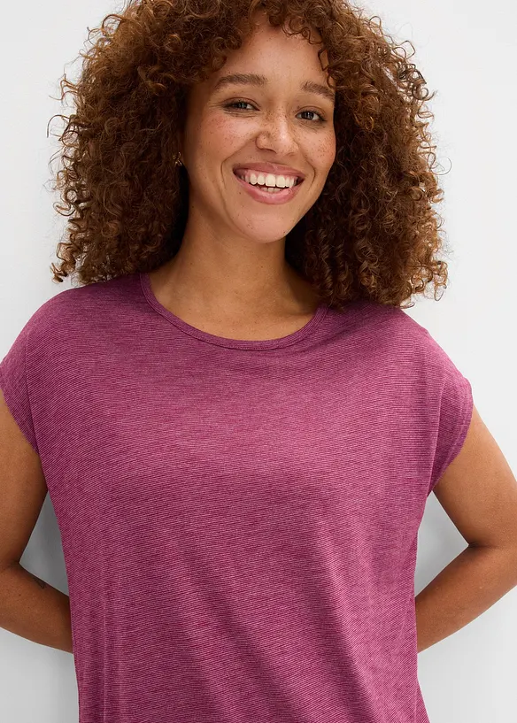 T-shirt long en viscose m&eacute;lang&eacute;e, bonprix