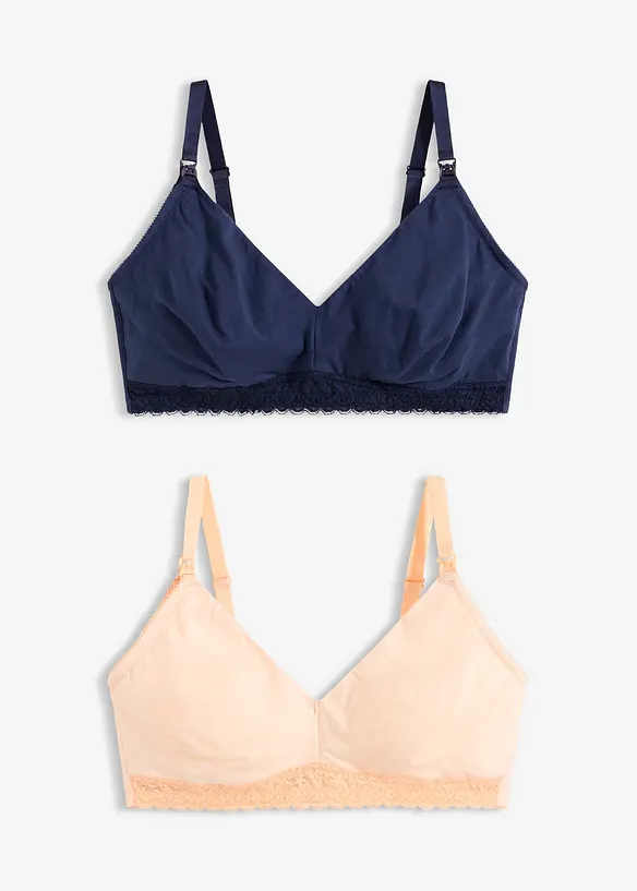 Lot de 2 soutiens-gorge d&rsquo;allaitement coton sans armatures, bonprix